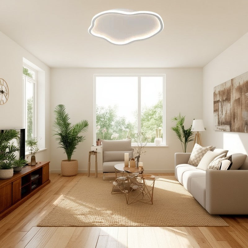 Modern Minimalist Cloud-Shaped Iron Acrylic LED Flush Mount Ceiling Light For Bedroom