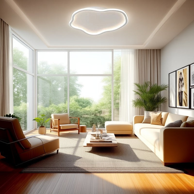 Modern Minimalist Cloud-Shaped Iron Acrylic LED Flush Mount Ceiling Light For Bedroom