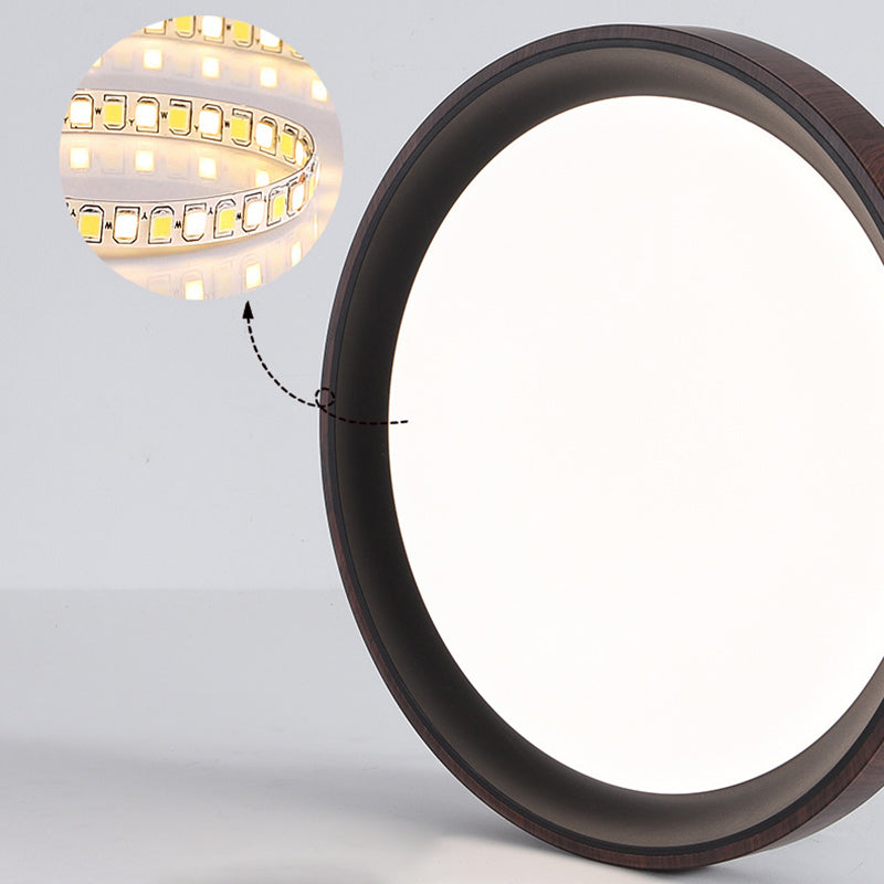 Modern Minimalist Round Cylindrical Iron Acrylic LED Flush Mount Ceiling Light For Bedroom