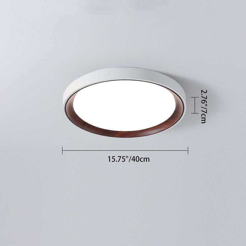 Modern Minimalist Round Cylindrical Iron Acrylic LED Flush Mount Ceiling Light For Bedroom