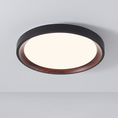 Modern Minimalist Round Cylindrical Iron Acrylic LED Flush Mount Ceiling Light For Bedroom