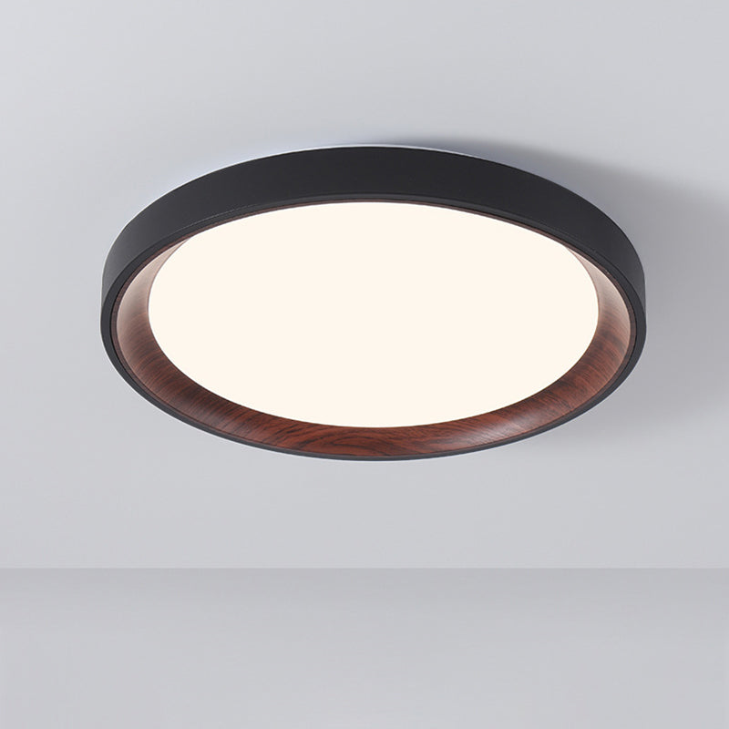 Modern Minimalist Round Cylindrical Iron Acrylic LED Flush Mount Ceiling Light For Bedroom
