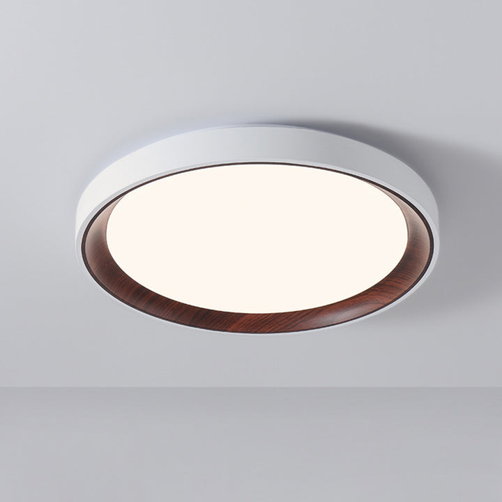 Modern Minimalist Round Cylindrical Iron Acrylic LED Flush Mount Ceiling Light For Bedroom