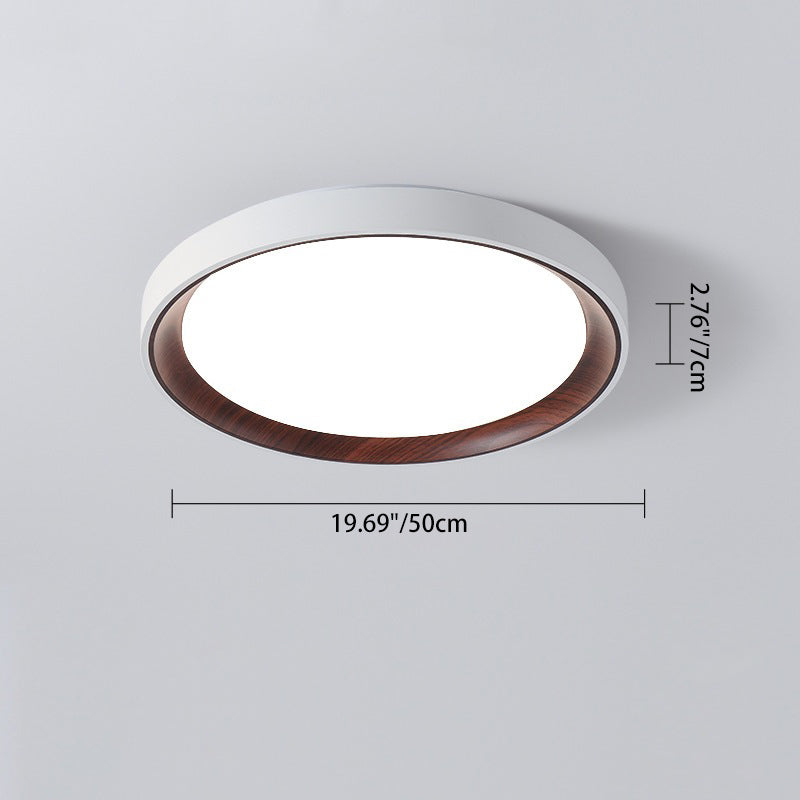 Modern Minimalist Round Cylindrical Iron Acrylic LED Flush Mount Ceiling Light For Bedroom