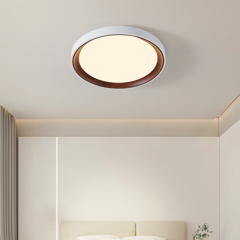 Modern Minimalist Round Cylindrical Iron Acrylic LED Flush Mount Ceiling Light For Bedroom