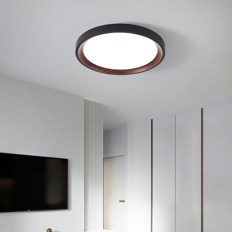 Modern Minimalist Round Cylindrical Iron Acrylic LED Flush Mount Ceiling Light For Bedroom
