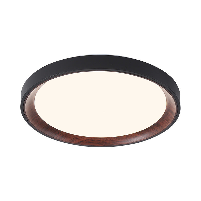 Modern Minimalist Round Cylindrical Iron Acrylic LED Flush Mount Ceiling Light For Bedroom