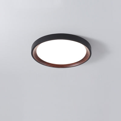 Modern Minimalist Round Cylindrical Iron Acrylic LED Flush Mount Ceiling Light For Bedroom