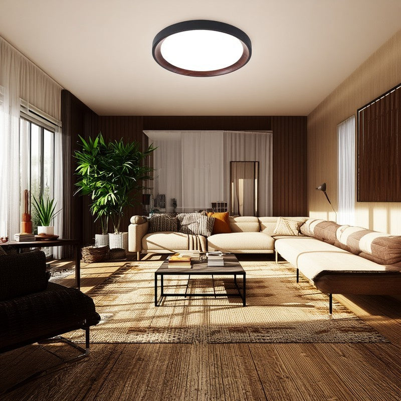 Modern Minimalist Round Cylindrical Iron Acrylic LED Flush Mount Ceiling Light For Bedroom