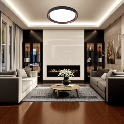 Modern Minimalist Round Cylindrical Iron Acrylic LED Flush Mount Ceiling Light For Bedroom
