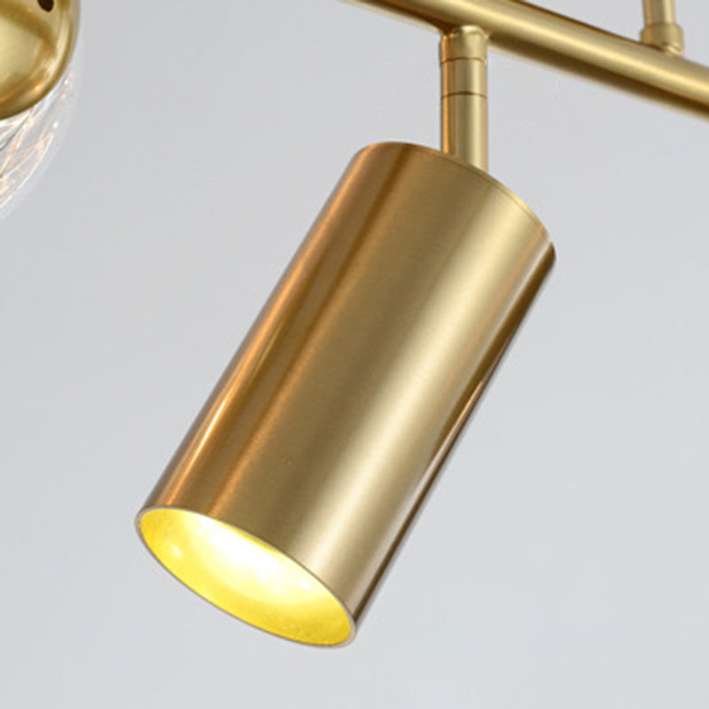 Lustre contemporain de luxe horizontal linéaire cylindrique en fer et verre à 7 lumières pour salle à manger 