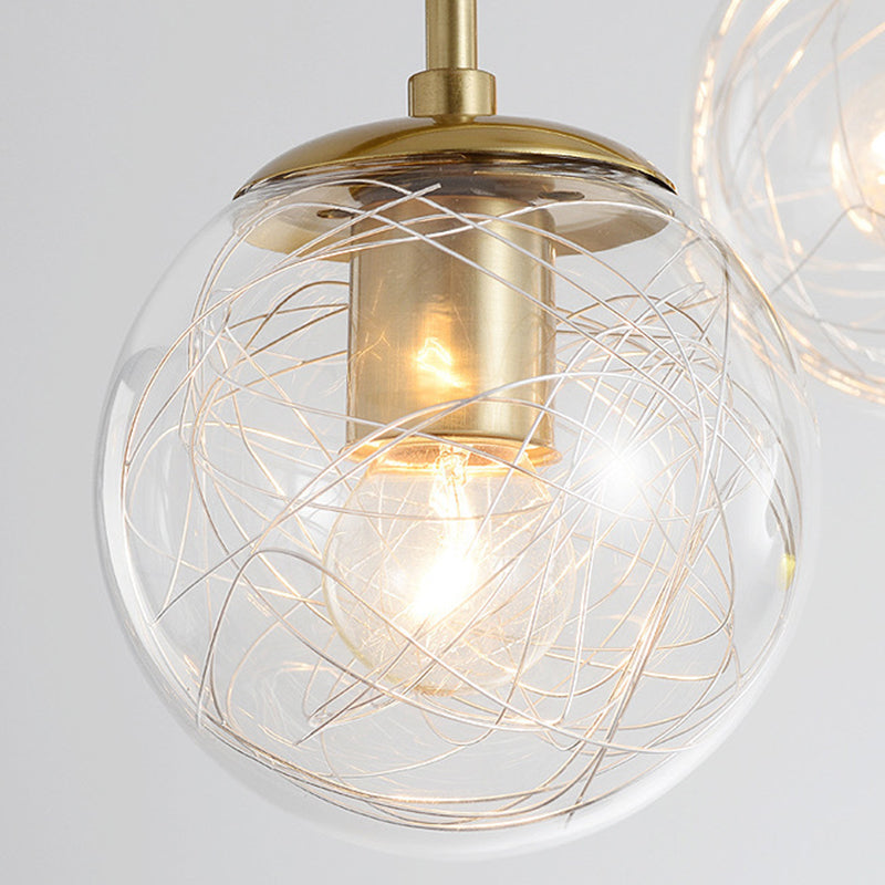 Contemporary Luxury Horizontal Linear Cylindrical Iron Glass 7-Light Island Light Chandelier For Dining Room
