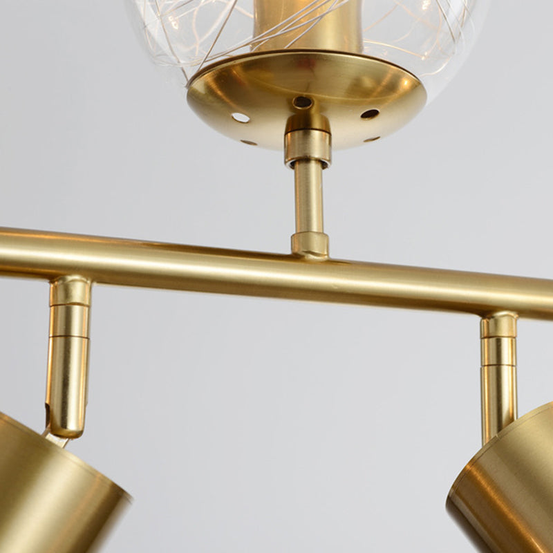 Contemporary Luxury Horizontal Linear Cylindrical Iron Glass 7-Light Island Light Chandelier For Dining Room
