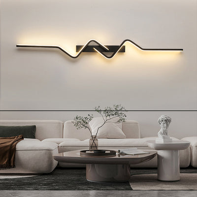 Modern Minimalist Vertical Irregular Wave Curve Aluminum PVC Iron Silicone LED Wall Scone Lamp For Bedroom