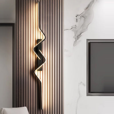 Modern Minimalist Vertical Irregular Wave Curve Aluminum PVC Iron Silicone LED Wall Scone Lamp For Bedroom