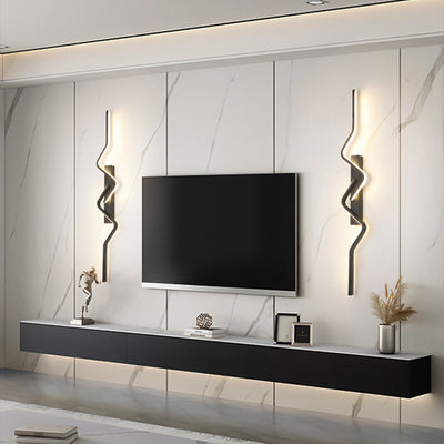 Modern Minimalist Vertical Irregular Wave Curve Aluminum PVC Iron Silicone LED Wall Scone Lamp For Bedroom