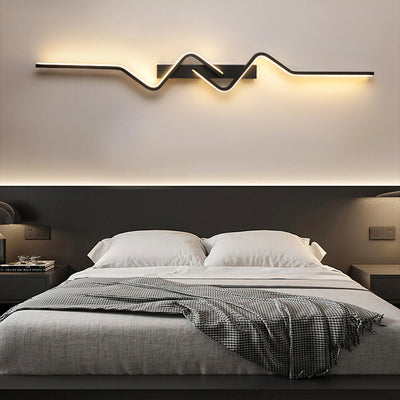 Modern Minimalist Vertical Irregular Wave Curve Aluminum PVC Iron Silicone LED Wall Scone Lamp For Bedroom