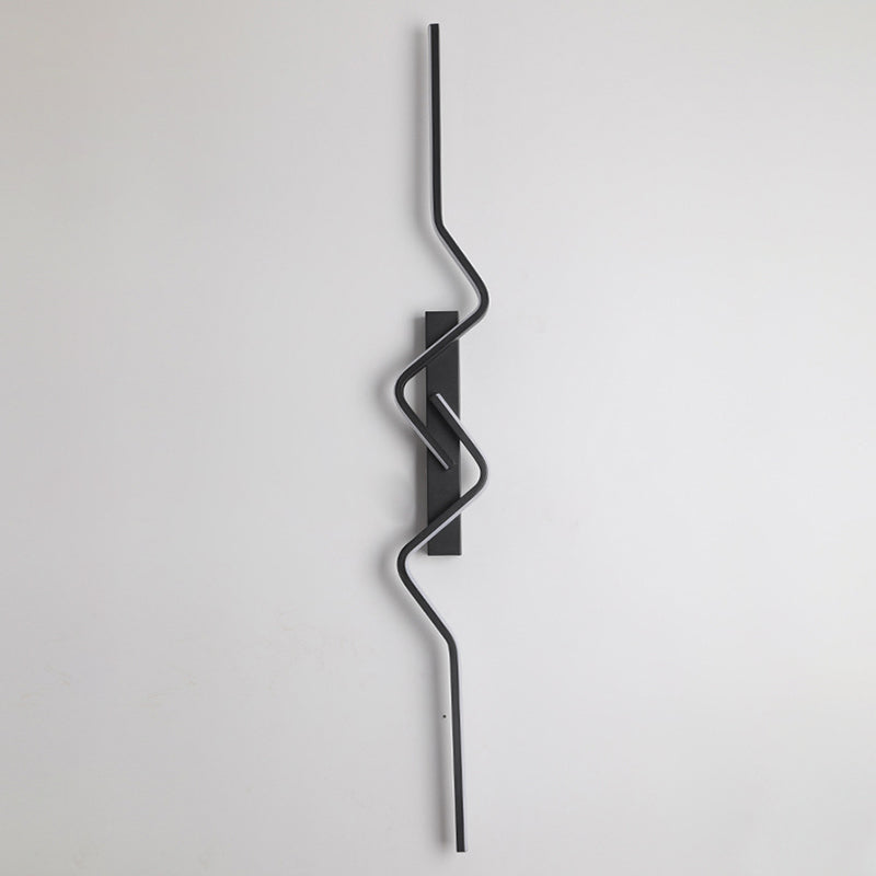 Modern Minimalist Vertical Irregular Wave Curve Aluminum PVC Iron Silicone LED Wall Scone Lamp For Bedroom