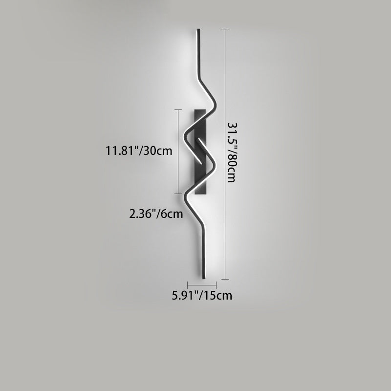 Moderne minimalistische vertikale unregelmäßige Wellenkurve Aluminium PVC Eisen Silikon LED Wandleuchte für Schlafzimmer 