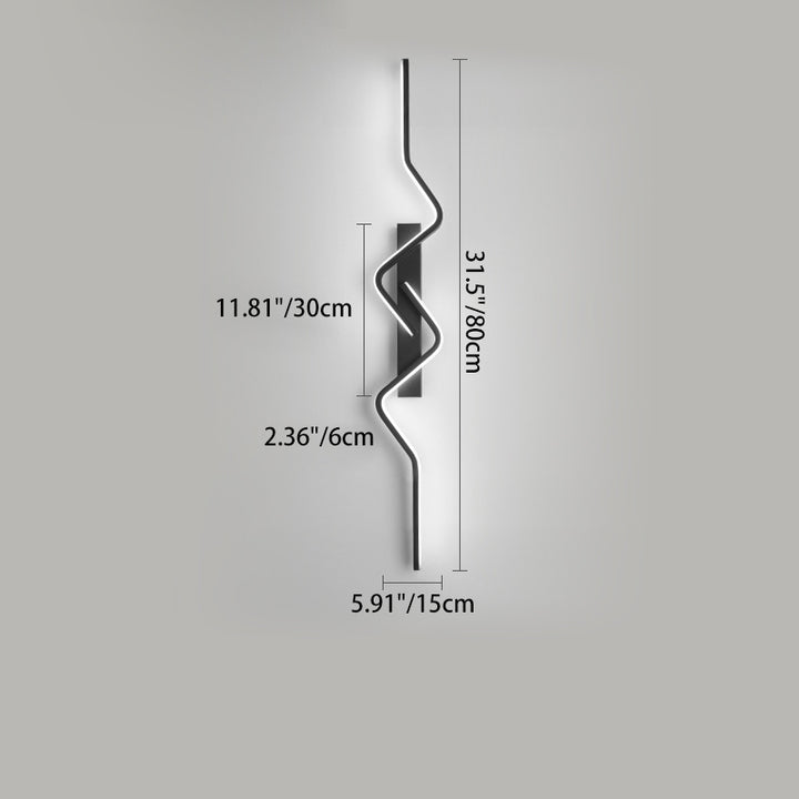 Moderne minimalistische vertikale unregelmäßige Wellenkurve Aluminium PVC Eisen Silikon LED Wandleuchte für Schlafzimmer 
