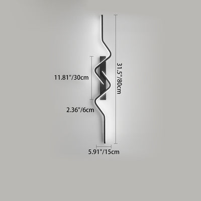 Modern Minimalist Vertical Irregular Wave Curve Aluminum PVC Iron Silicone LED Wall Scone Lamp For Bedroom