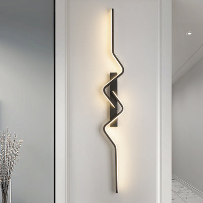 Modern Minimalist Vertical Irregular Wave Curve Aluminum PVC Iron Silicone LED Wall Scone Lamp For Bedroom