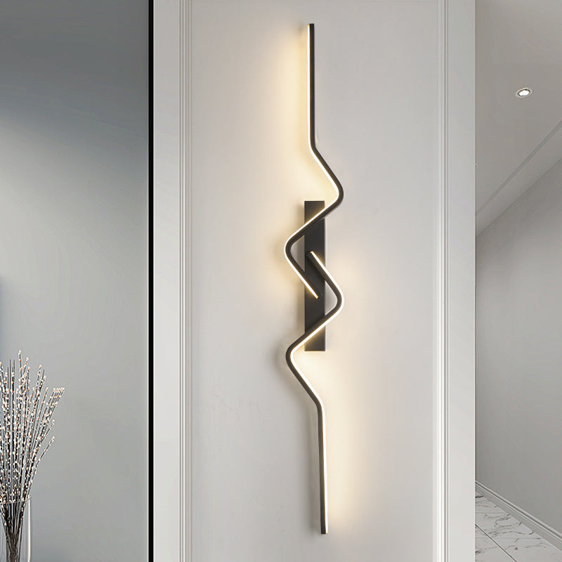 Modern Minimalist Vertical Irregular Wave Curve Aluminum PVC Iron Silicone LED Wall Scone Lamp For Bedroom