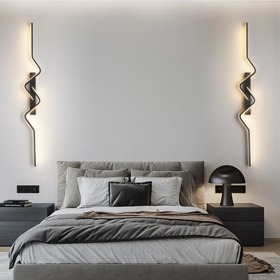 Modern Minimalist Vertical Irregular Wave Curve Aluminum PVC Iron Silicone LED Wall Scone Lamp For Bedroom