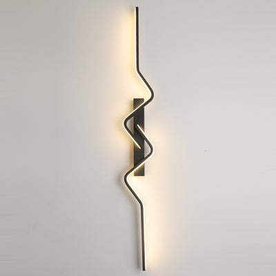 Modern Minimalist Vertical Irregular Wave Curve Aluminum PVC Iron Silicone LED Wall Scone Lamp For Bedroom