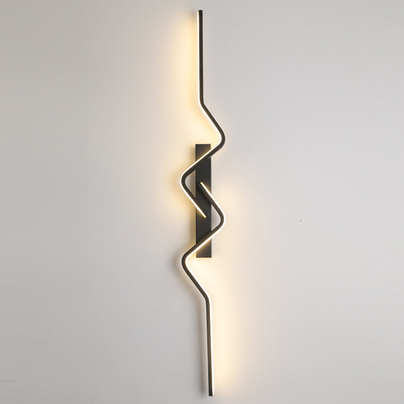 Modern Minimalist Vertical Irregular Wave Curve Aluminum PVC Iron Silicone LED Wall Scone Lamp For Bedroom
