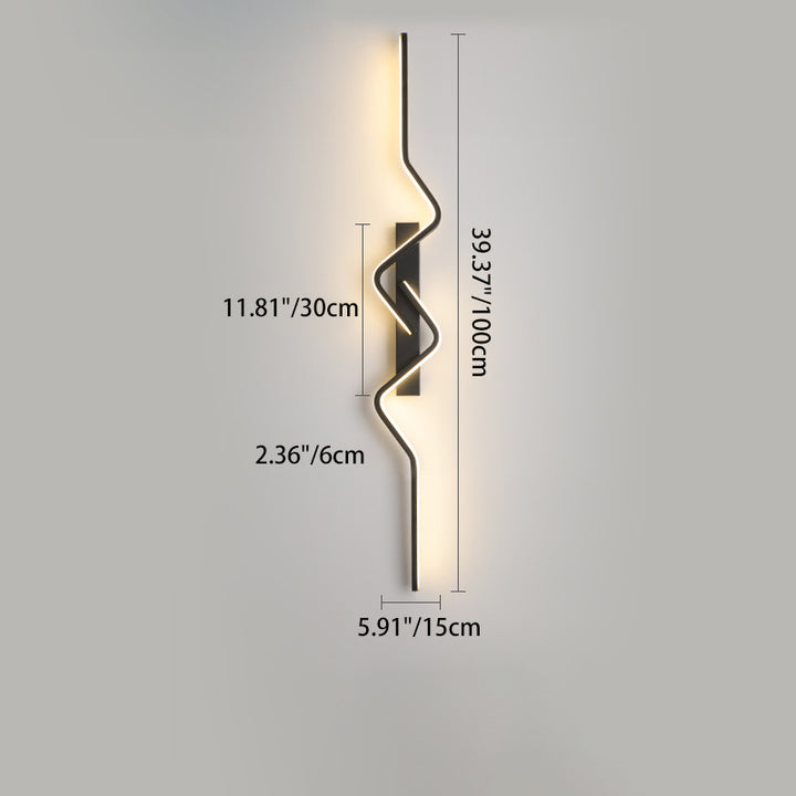 Moderne minimalistische vertikale unregelmäßige Wellenkurve Aluminium PVC Eisen Silikon LED Wandleuchte für Schlafzimmer 