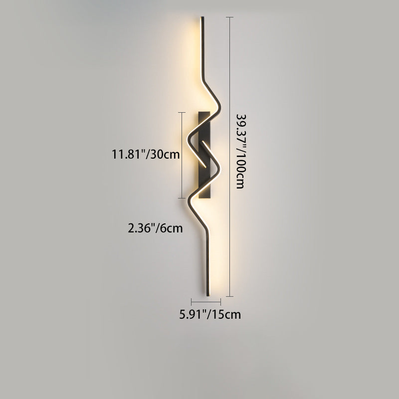 Modern Minimalist Vertical Irregular Wave Curve Aluminum PVC Iron Silicone LED Wall Scone Lamp For Bedroom