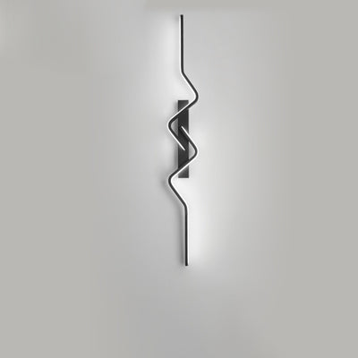 Modern Minimalist Vertical Irregular Wave Curve Aluminum PVC Iron Silicone LED Wall Scone Lamp For Bedroom