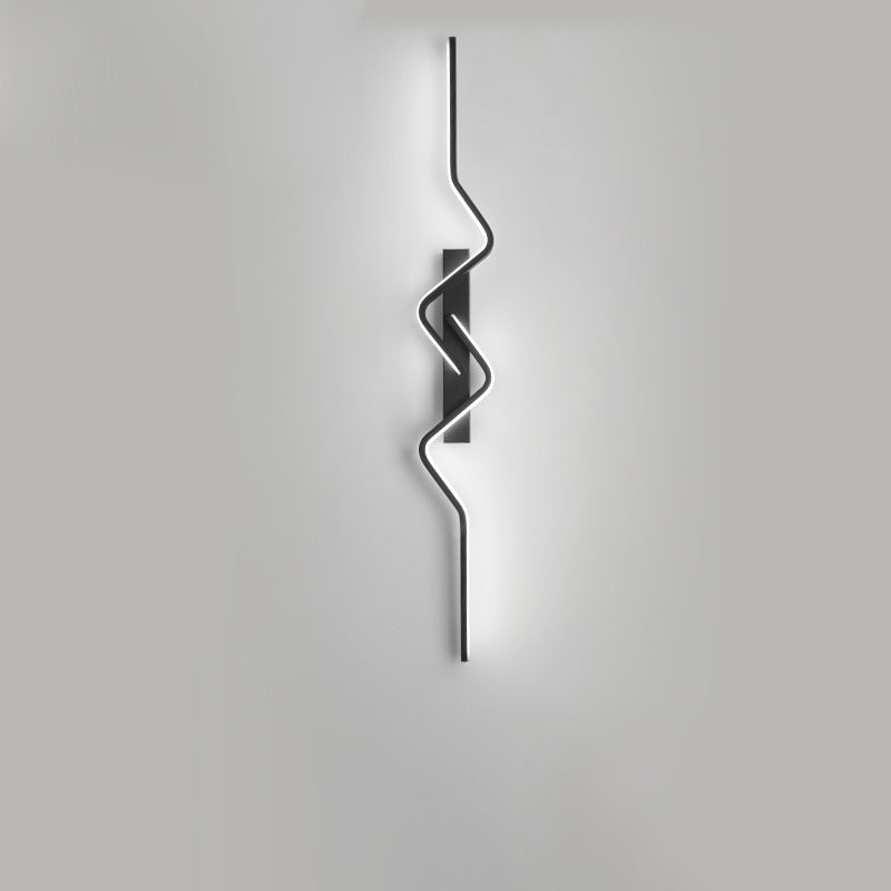 Modern Minimalist Vertical Irregular Wave Curve Aluminum PVC Iron Silicone LED Wall Scone Lamp For Bedroom