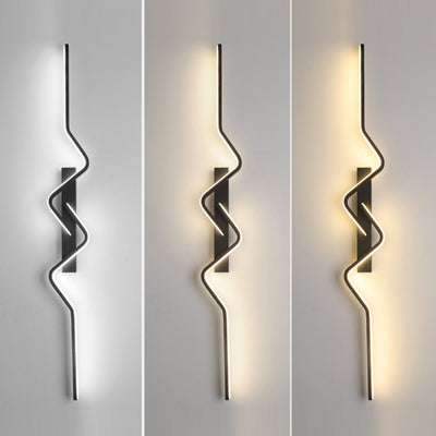 Modern Minimalist Vertical Irregular Wave Curve Aluminum PVC Iron Silicone LED Wall Scone Lamp For Bedroom