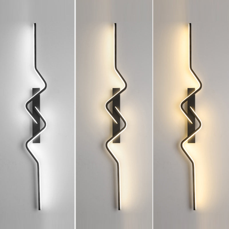Modern Minimalist Vertical Irregular Wave Curve Aluminum PVC Iron Silicone LED Wall Scone Lamp For Bedroom