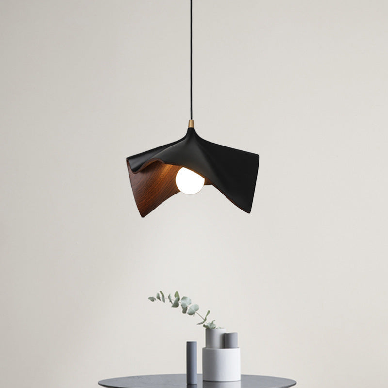Contemporary Creative Lotus Leaf Shaped Resin Iron 1-Light Pendant Light For Dining Room