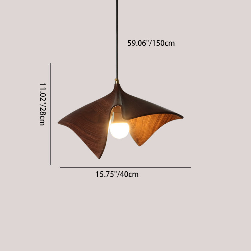 Contemporary Creative Lotus Leaf Shaped Resin Iron 1-Light Pendant Light For Dining Room