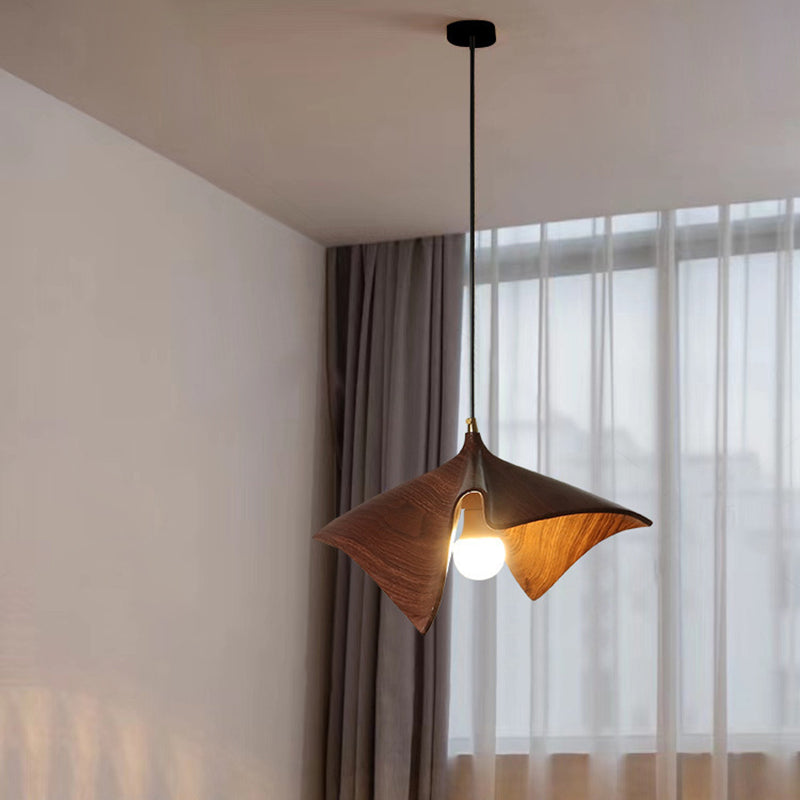 Contemporary Creative Lotus Leaf Shaped Resin Iron 1-Light Pendant Light For Dining Room