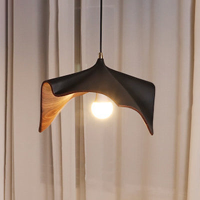 Contemporary Creative Lotus Leaf Shaped Resin Iron 1-Light Pendant Light For Dining Room