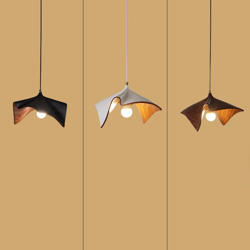 Contemporary Creative Lotus Leaf Shaped Resin Iron 1-Light Pendant Light For Dining Room