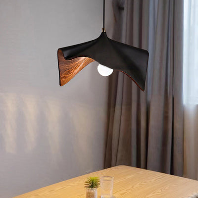 Contemporary Creative Lotus Leaf Shaped Resin Iron 1-Light Pendant Light For Dining Room