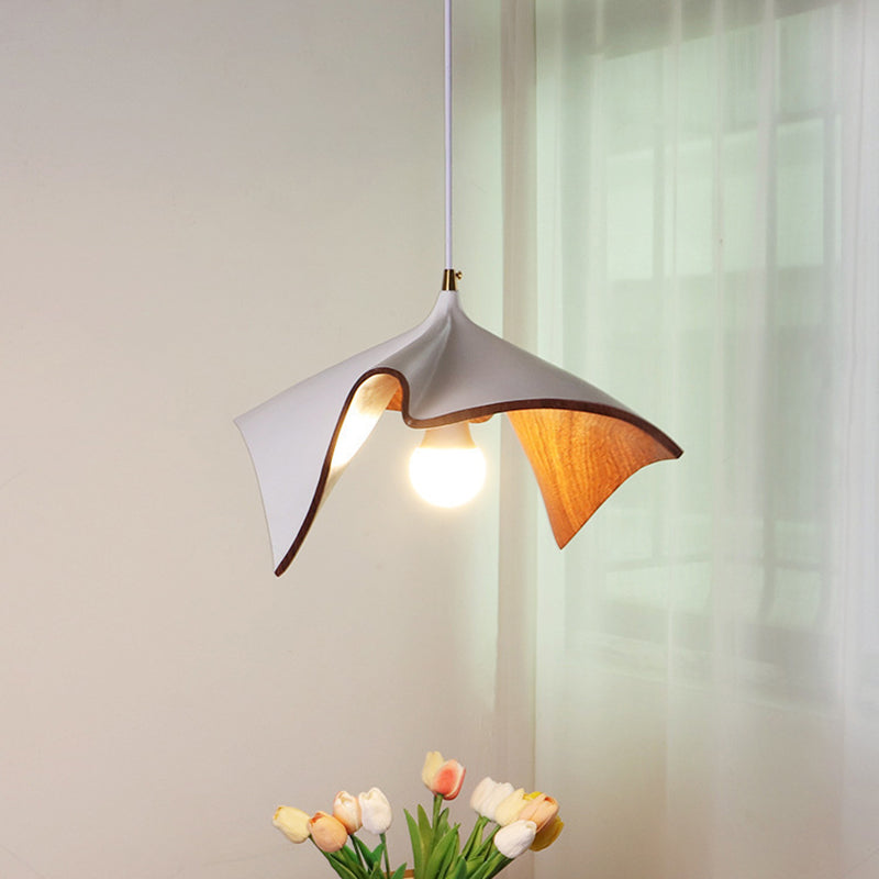 Contemporary Creative Lotus Leaf Shaped Resin Iron 1-Light Pendant Light For Dining Room