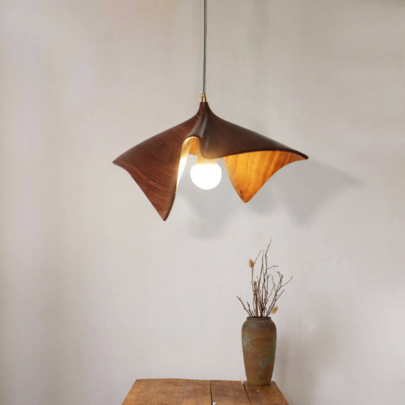 Contemporary Creative Lotus Leaf Shaped Resin Iron 1-Light Pendant Light For Dining Room