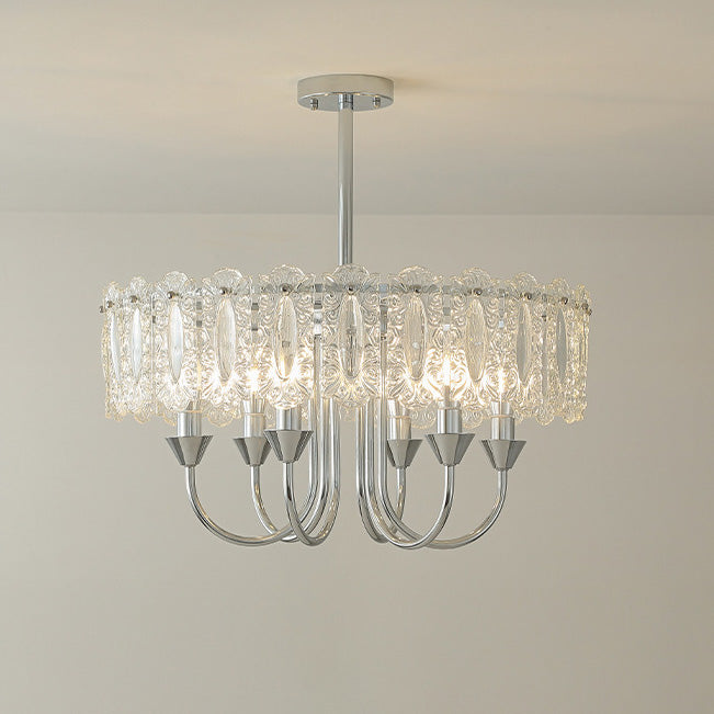 Contemporary Luxury Cylindrical Iron Glass 4/5/6/8 Light Chandelier For Living Room