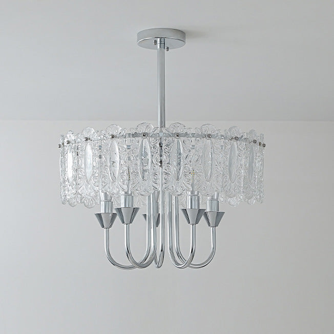 Contemporary Luxury Cylindrical Iron Glass 4/5/6/8 Light Chandelier For Living Room