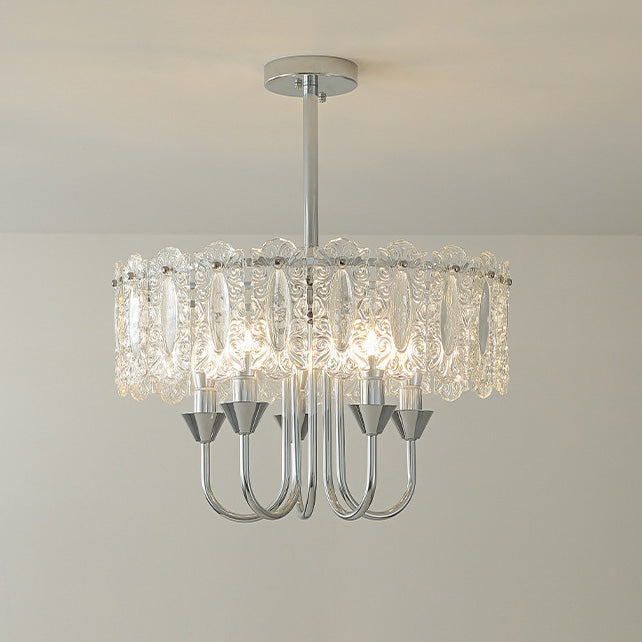 Contemporary Luxury Cylindrical Iron Glass 4/5/6/8 Light Chandelier For Living Room