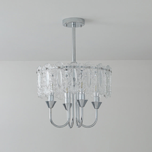 Contemporary Luxury Cylindrical Iron Glass 4/5/6/8 Light Chandelier For Living Room