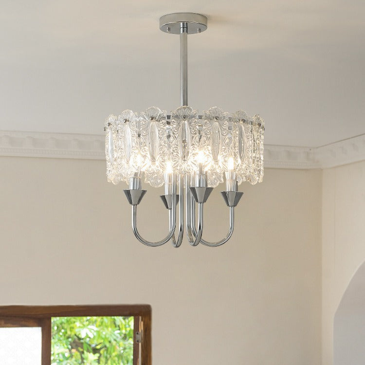 Contemporary Luxury Cylindrical Iron Glass 4/5/6/8 Light Chandelier For Living Room