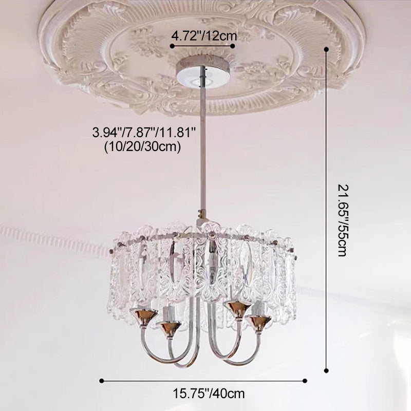 Zeitgenössischer luxuriöser zylindrischer Eisen-Glas 4/5/6/8 Licht Kronleuchter für das Wohnzimmer 
